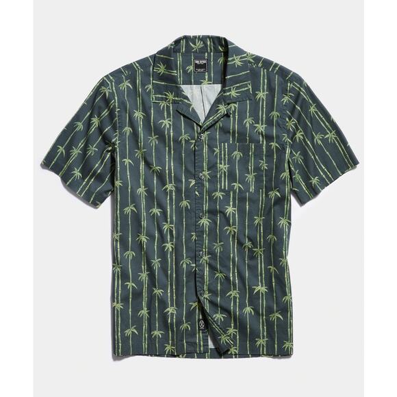 Todd Snyder Aloha Stamp Print Palm Bamboo Camp Collar Short Sleeve Button Up - Picture 1 of 11